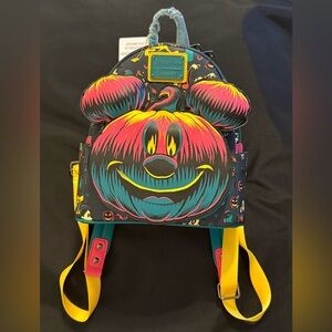 Disney Parks Glow-in-dark Loungefly Pink and Teal Mickey Pumpkin Halloween *NWT*